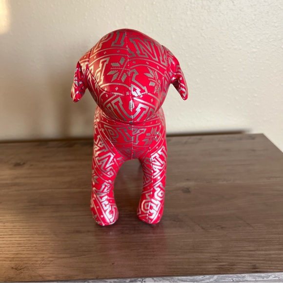 Victoria’s Secret PINK Holiday Dog Plush Large 10" Red Silver Snowflake 2015 - Picture 5 of 12